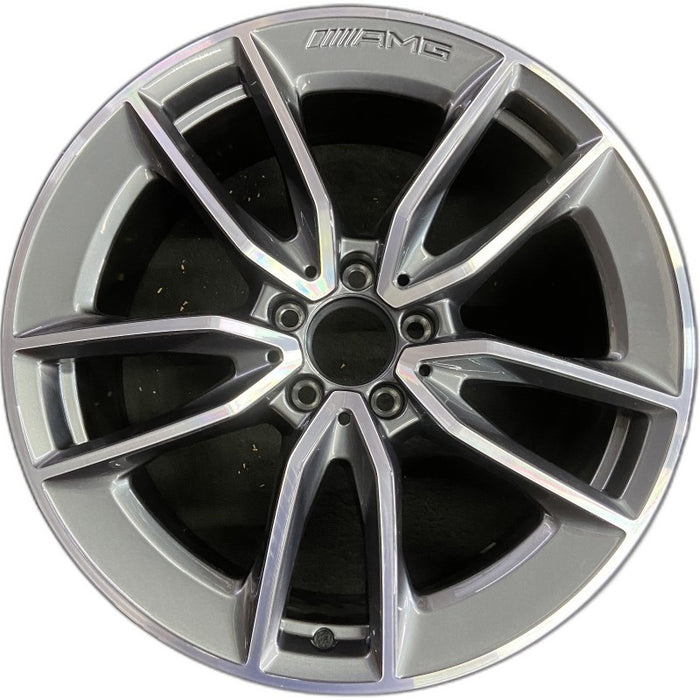19" MERCEDES C-CLASS 20-21 205 Type C43 Cvertible 19x8.5 10 spoke machined face with gray accent Original OEM Wheel Rim