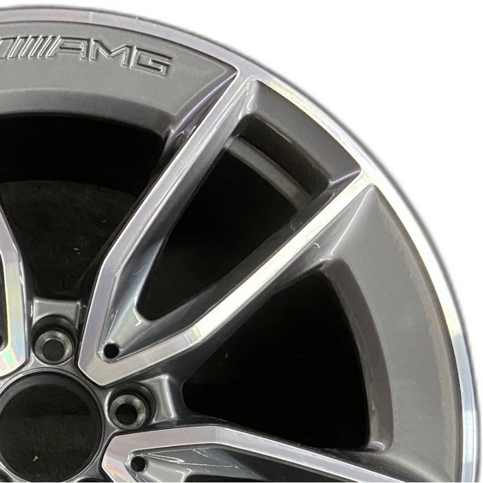 19" MERCEDES C-CLASS 20-21 205 Type C43 Cvertible 19x8.5 10 spoke machined face with gray accent Original OEM Wheel Rim