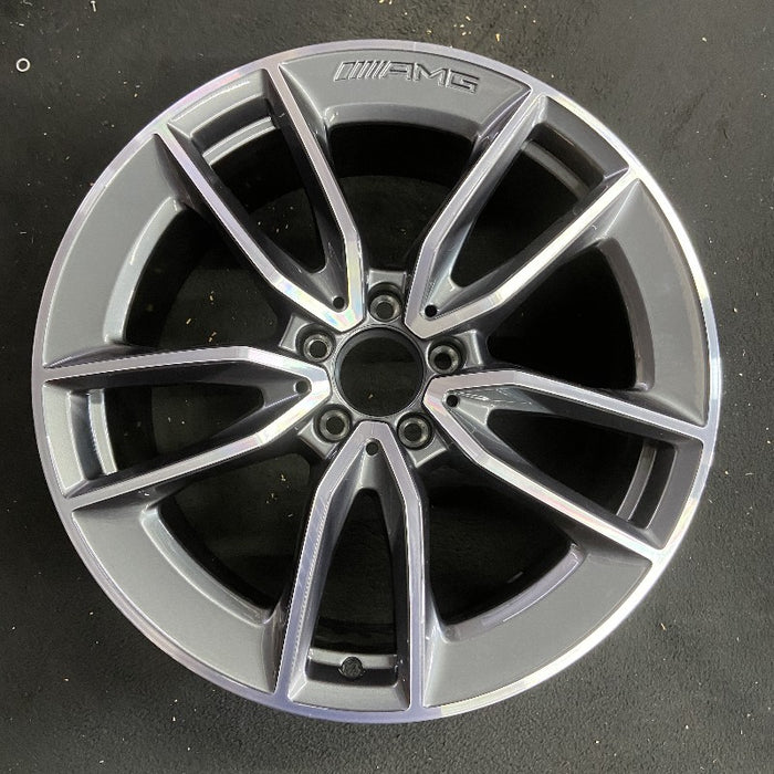 19" MERCEDES C-CLASS 20-21 205 Type C43 Cvertible 19x8.5 10 spoke machined face with gray accent Original OEM Wheel Rim