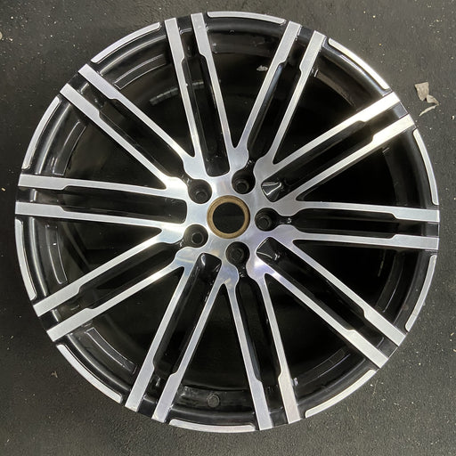 21" PORSCHE MACAN 15-18 21x9 , 20 spoke Original OEM Wheel Rim - Angle View