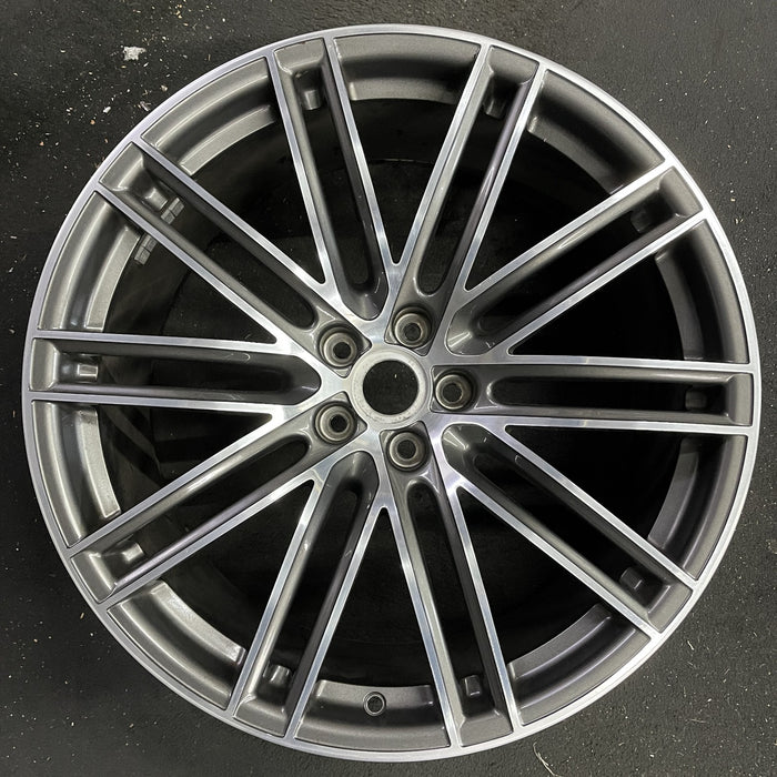 21" PORSCHE MACAN 19-21 21x9.5 , 20 spoke, straight spoke Original OEM Wheel Rim - Angle View