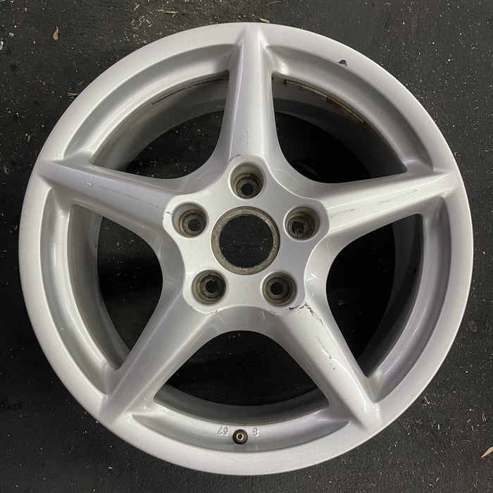 18" PORSCHE 911 05 997 model, 18x8 Original OEM Wheel Rim - Angle View