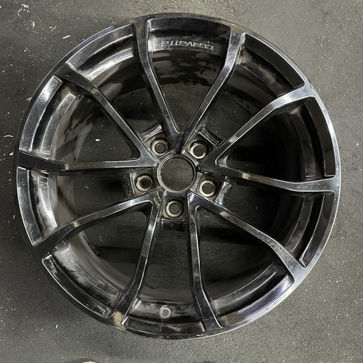 19" CORVETTE 12 19x10, front, 10 spoke, black, no red stripe Original OEM Wheel - Angle View