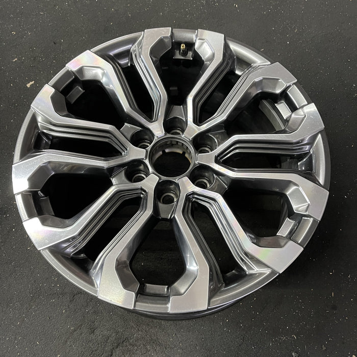 20" CANYON 23-24 20x9, machined dark gray , Y spoke Original OEM Wheel Rim - Close-Up Detail