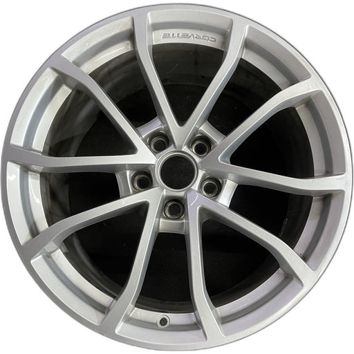 19" CORVETTE 12 19x10, front, 10 spoke, silver Original OEM Wheel Rim - Front View