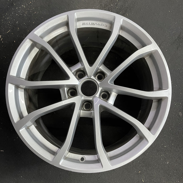 19" CORVETTE 12 19x10, front, 10 spoke, silver Original OEM Wheel Rim - Angle View