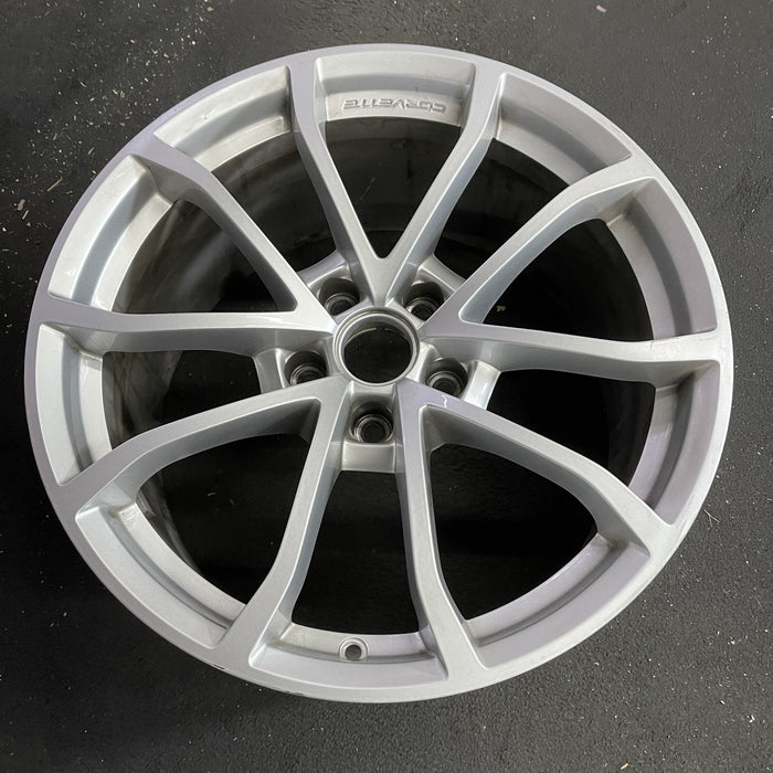 19" CORVETTE 12 19x10, front, 10 spoke, silver Original OEM Wheel Rim - Side Profile