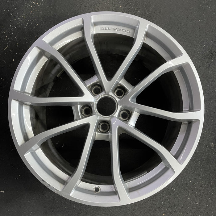 19" CORVETTE 12 19x10, front, 10 spoke, silver Original OEM Wheel Rim - Angle View