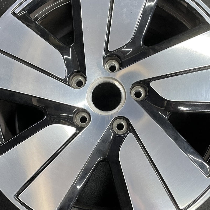 19" PORSCHE TAYCAN 20-24 19x8 5 spoke silver black Original OEM Wheel Rim - Angle View