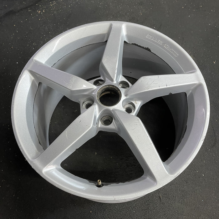 19" CORVETTE 14-15 rear, 19x10, silver Original OEM Wheel Rim - Side Profile