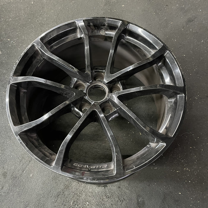 19" CORVETTE 12 19x10, front, 10 spoke, black, no red stripe Original OEM Wheel - Side Profile