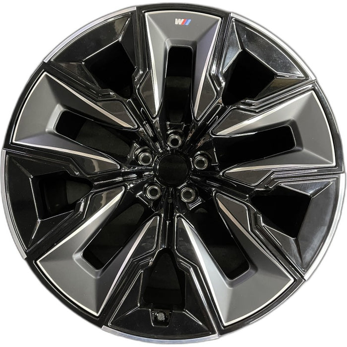 21" 750e 24-25 21x10.5 5 spoke V spoke silver with black inserts Original OEM - Front View