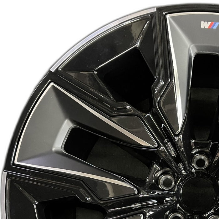 21" 750e 24-25 21x10.5 5 spoke V spoke silver with black inserts Original OEM - Angle View