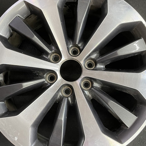 20" FORD F150 PICKUP 17 20x8.5 12 spoke machined face flash gray pockets - Angle View