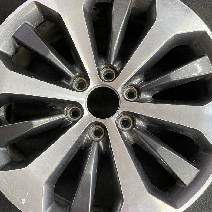 20" FORD F150 PICKUP 17 20x8.5 12 spoke machined face flash gray pockets - Angle View
