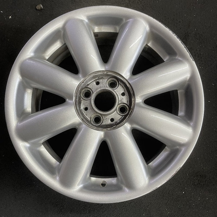 17" CLUBMAN 08-09 17x7 alloy 8 spoke silver covered lug nuts Original OEM Wheel - Front View
