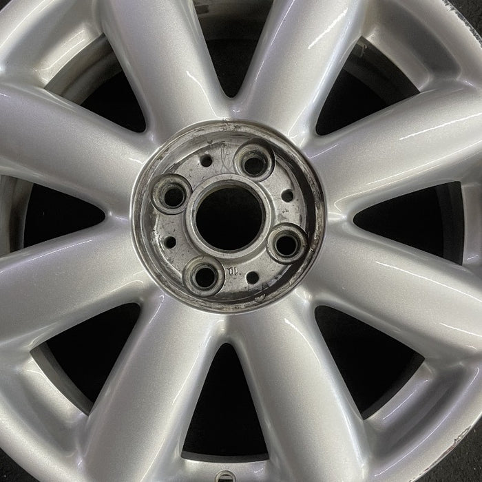 17" CLUBMAN 08-09 17x7 alloy 8 spoke silver covered lug nuts Original OEM Wheel - Angle View