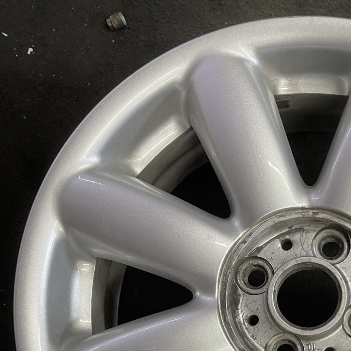 17" CLUBMAN 08-09 17x7 alloy 8 spoke silver covered lug nuts Original OEM Wheel - Side Profile