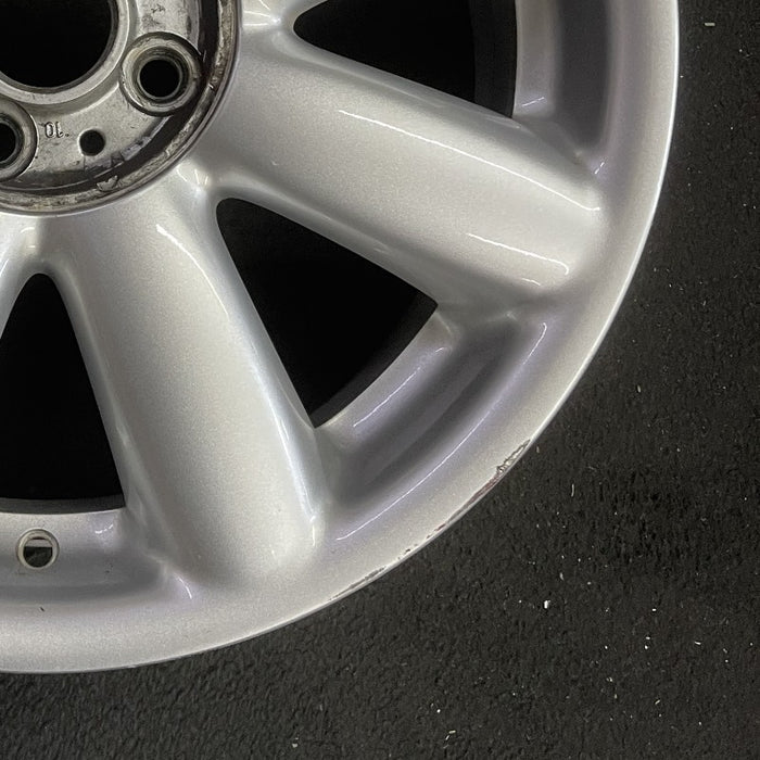 17" CLUBMAN 08-09 17x7 alloy 8 spoke silver covered lug nuts Original OEM Wheel - Back View