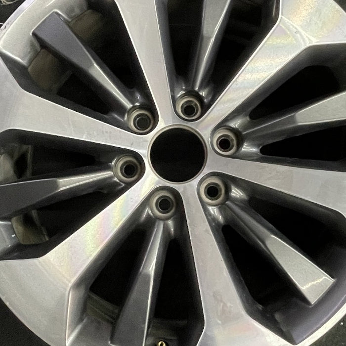 20" FORD F150 PICKUP 17 20x8.5 12 spoke machined face flash gray pockets - Angle View