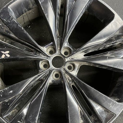 22" F-PACE 17-19 22x9 alloy 5 slotted spoke black Original OEM Wheel Rim - Angle View