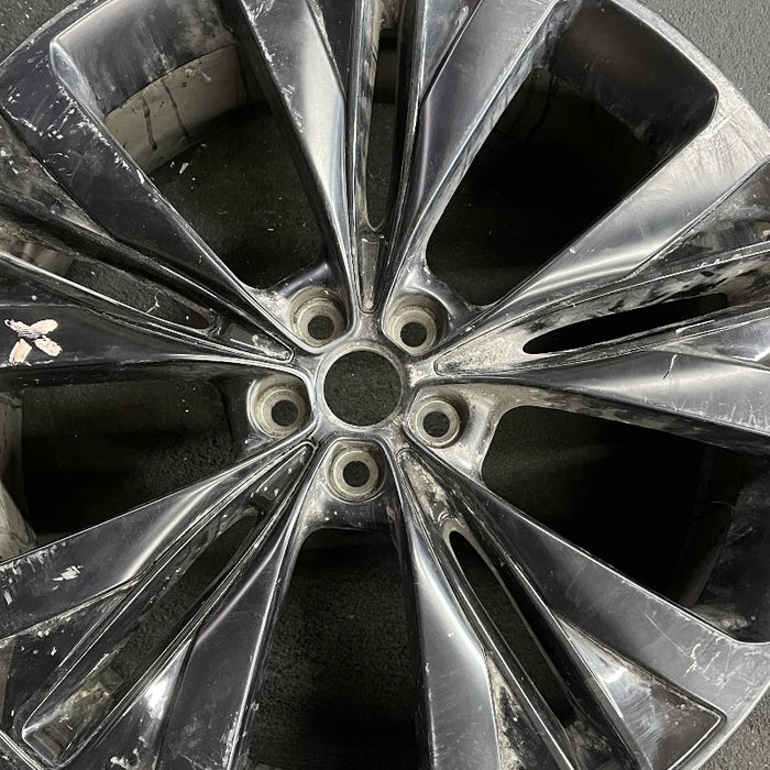22" F-PACE 17-19 22x9 alloy 5 slotted spoke black Original OEM Wheel Rim - Angle View