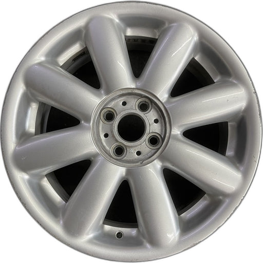 17" CLUBMAN 08-09 17x7 alloy 8 spoke silver covered lug nuts Original OEM Wheel - Front View