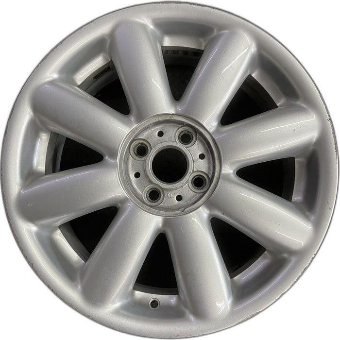 17" CLUBMAN 08-09 17x7 alloy 8 spoke silver covered lug nuts Original OEM Wheel - Front View