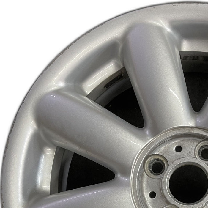 17" CLUBMAN 08-09 17x7 alloy 8 spoke silver covered lug nuts Original OEM Wheel - Angle View