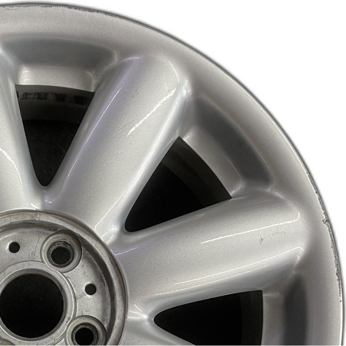 17" CLUBMAN 08-09 17x7 alloy 8 spoke silver covered lug nuts Original OEM Wheel - Side Profile