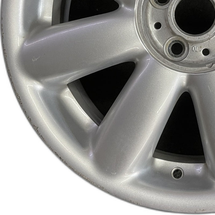 17" CLUBMAN 08-09 17x7 alloy 8 spoke silver covered lug nuts Original OEM Wheel - Back View