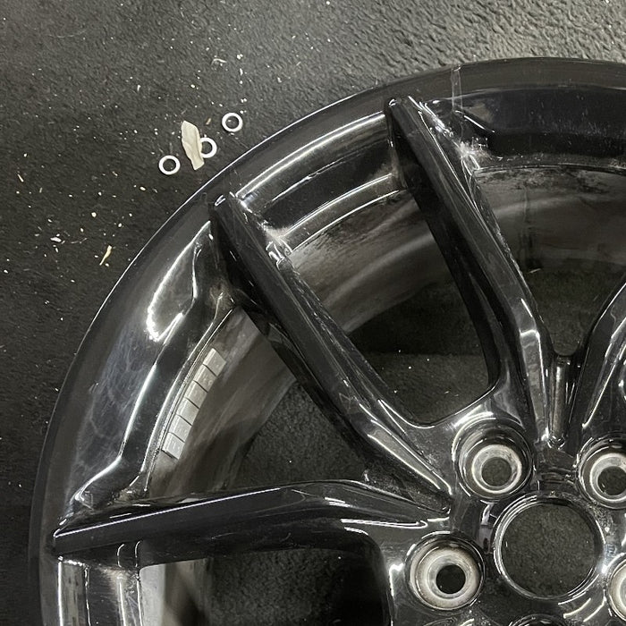 19" MUSTANG 24 19x8.5 5 spoke U spoke black Original OEM Wheel Rim - Side Profile