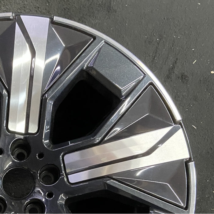 21" IX 22-24 21x9 5 spoke silver spoke dark gray inlay Original OEM Wheel Rim - Close-Up Detail