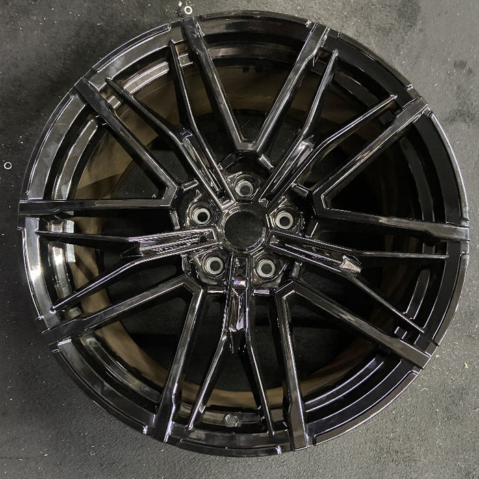 21" BMW M5 25 21x11 5 double spoke black Original OEM Wheel Rim - Front View