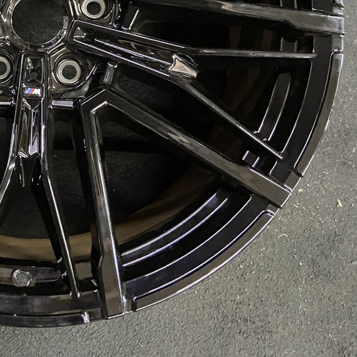 21" BMW M5 25 21x11 5 double spoke black Original OEM Wheel Rim - Back View