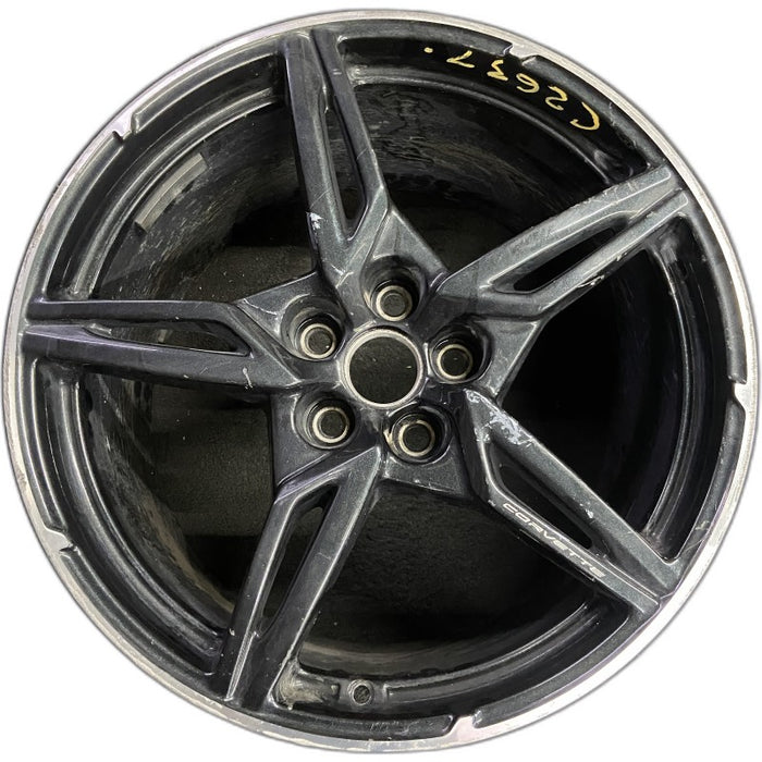 20" CORVETTE 20-22 rear 20x11 5 spoke black opt Q8Q Original OEM Wheel Rim - Front View
