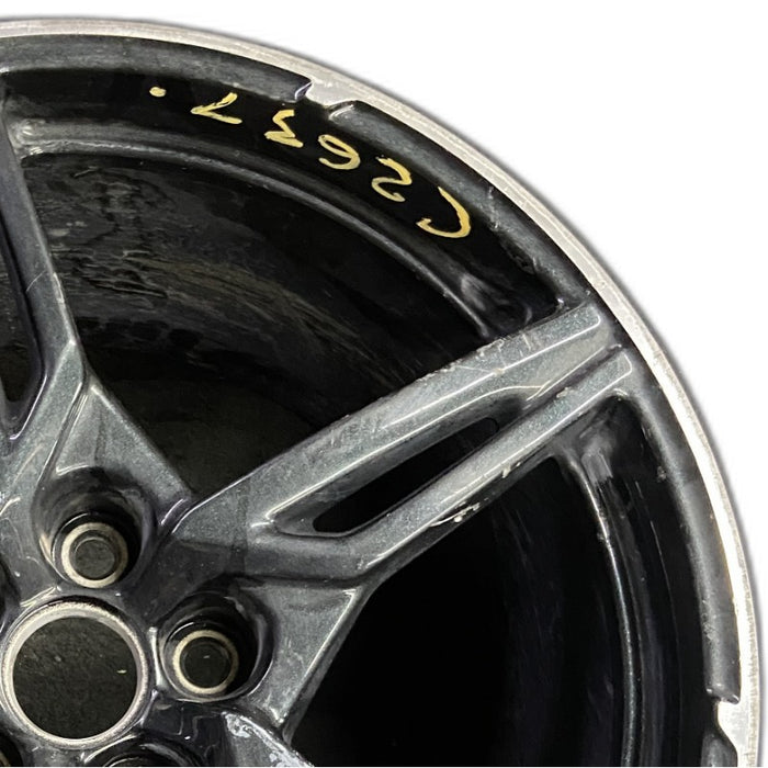 20" CORVETTE 20-22 rear 20x11 5 spoke black opt Q8Q Original OEM Wheel Rim - Side Profile