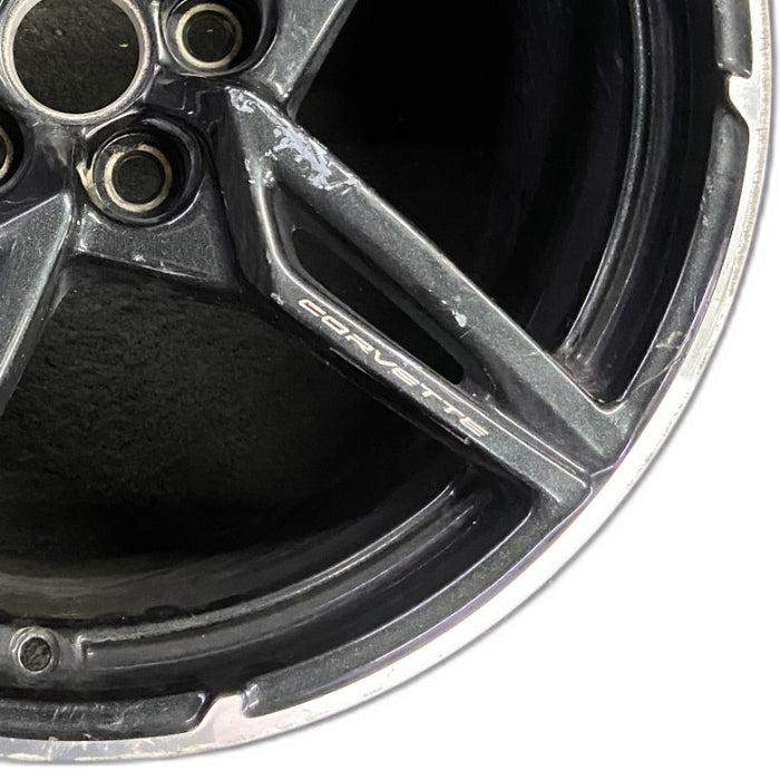 20" CORVETTE 20-22 rear 20x11 5 spoke black opt Q8Q Original OEM Wheel Rim - Close-Up Detail