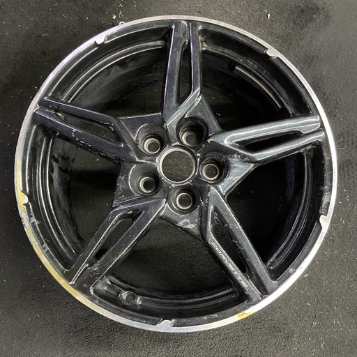 19" CORVETTE 20-22 frt 19x8.5 5 spoke black opt Q8Q Original OEM Wheel Rim - Front View
