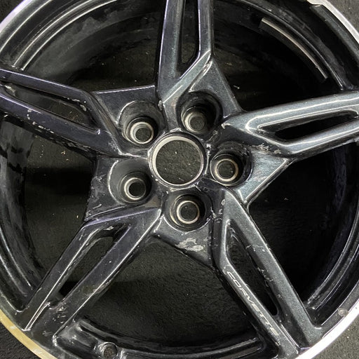 19" CORVETTE 20-22 frt 19x8.5 5 spoke black opt Q8Q Original OEM Wheel Rim - Angle View