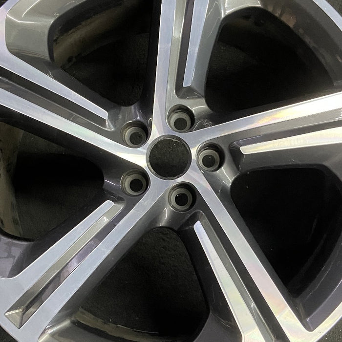 20" F-PACE 17-19 20x8.5 alloy 5 spoke fluted machined face gloss gray accents Original OEM Wheel Rim