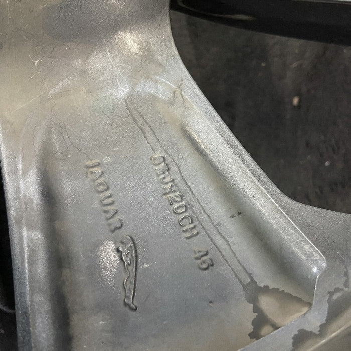 20" F-PACE 17-19 20x8.5 alloy 5 spoke fluted machined face gloss gray accents Original OEM Wheel Rim