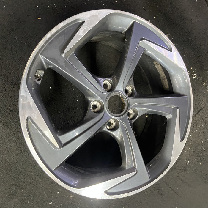 18" VELOSTER 19-20 18x7.5 , 5 spoke, angled spoke Original OEM Wheel Rim - Side Profile