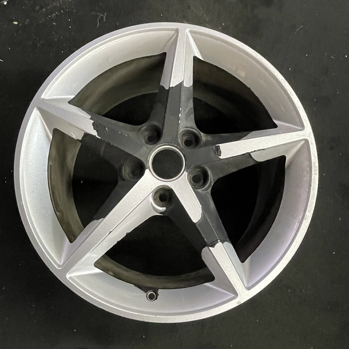 19" CORVETTE 11-12 19x10, rear, 5 spoke, sparkle silver Original OEM Wheel Rim - Angle View