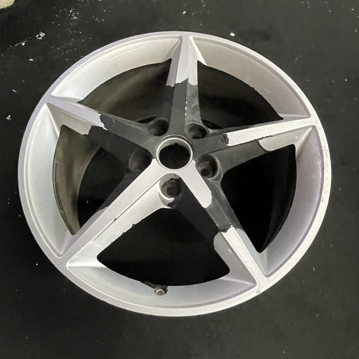 19" CORVETTE 11-12 19x10, rear, 5 spoke, sparkle silver Original OEM Wheel Rim - Side Profile
