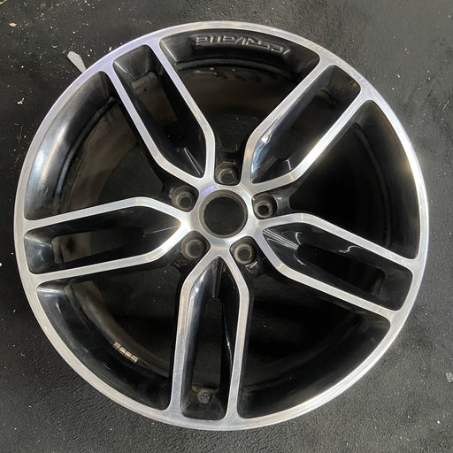 20" CORVETTE 15-19 rear, 20x10, black machined face Original OEM Wheel Rim - Angle View