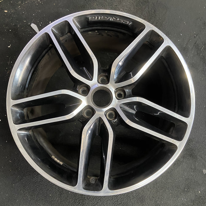 20" CORVETTE 15-19 rear, 20x10, black machined face Original OEM Wheel Rim - Angle View