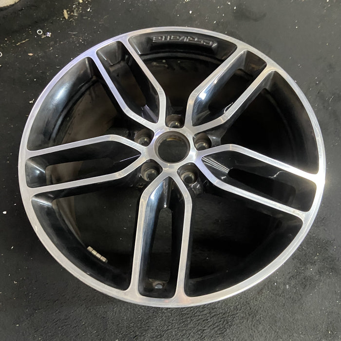 20" CORVETTE 15-19 rear, 20x10, black machined face Original OEM Wheel Rim - Side Profile