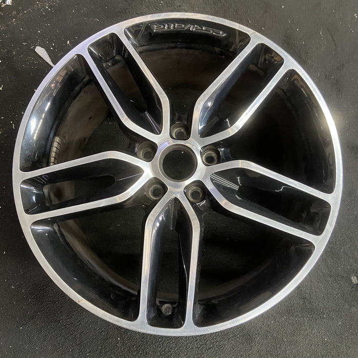 20" CORVETTE 15-19 rear, 20x10, black machined face Original OEM Wheel Rim - Angle View