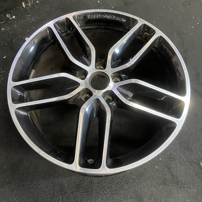 20" CORVETTE 15-19 rear, 20x10, black machined face Original OEM Wheel Rim - Side Profile